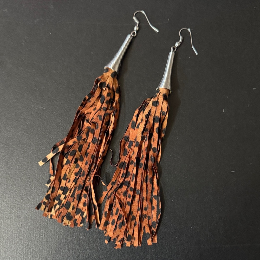 Leopard Print Tassel Earrings